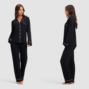 Cozy Earth Women's Bamboo Stretch-Knit Long Sleeve Pajama Set - Black -Small NWT